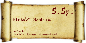 Sinkó Szabina névjegykártya