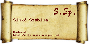 Sinkó Szabina névjegykártya